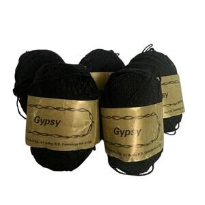 Vintage Gypsy Black Textured Sport Yarn France Ball of 115 Yards Lot of 5